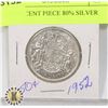 Image 1 : 1952 50 CENT PIECE 80% SILVER