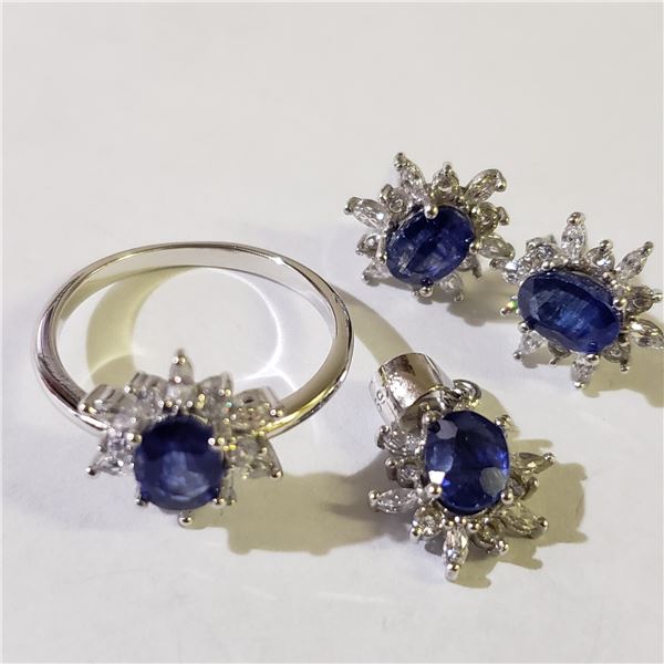 SILVER RHODIUM PLATED SAPPHIRE(4CT)