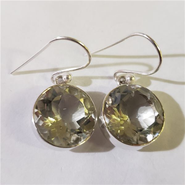 SILVER GREEN AMETHYST EARRINGS