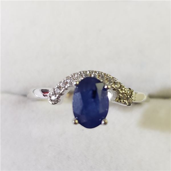 SILVER RHODIUM PLATED SAPPHIRE(1CT)