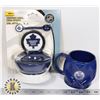 Image 1 : LOT OF MAPLE LEAFS SUCTION BOWL &OILERS COFFEE MUG