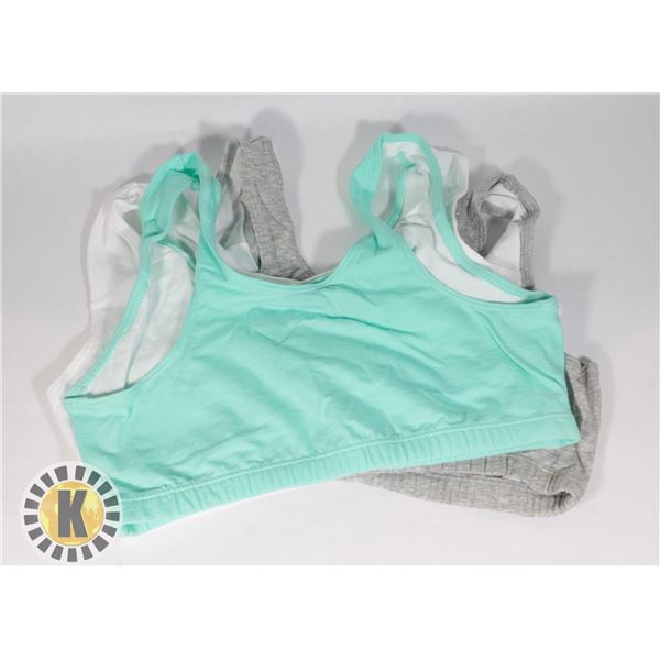 3 PACK TRAINING BRAS SIZE 34 ASSORTED COLOURS