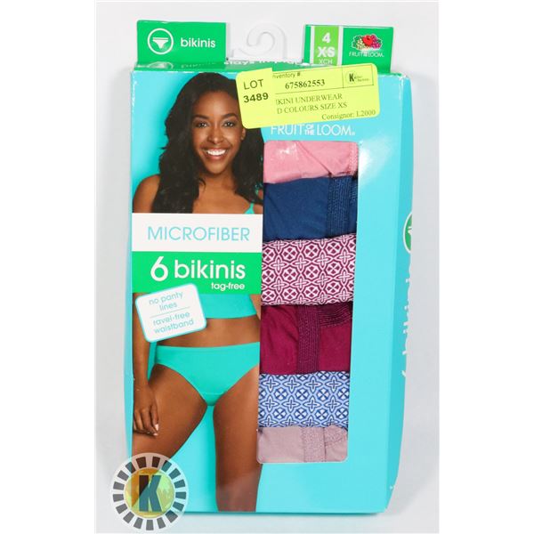 6 PACK BIKINI UNDERWEAR ASSORTED COLOURS SIZE XS