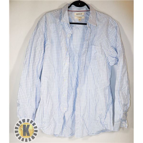 MENS WHITE/BLUE SMALL CHECK POPLIN XL