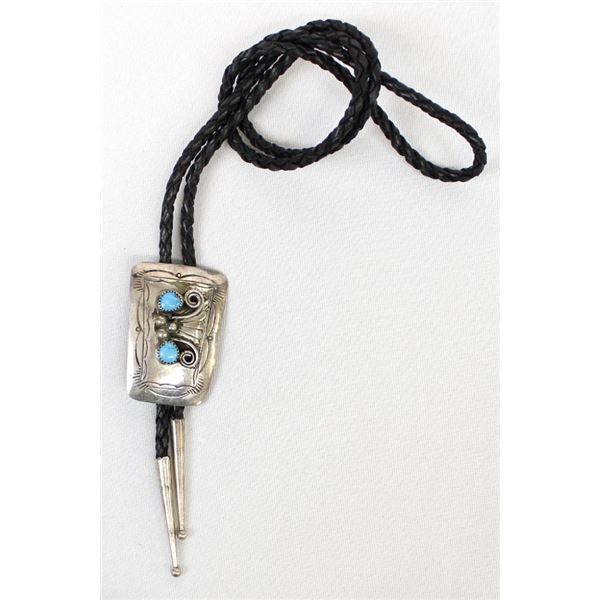 Native American Navajo Sterling Turquoise Bolo