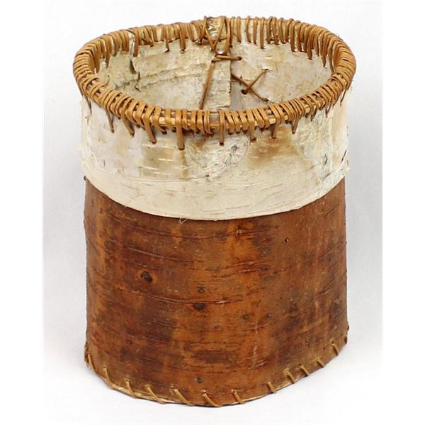 Alaskan Birch Bark Cylindrical Basket