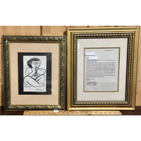 FRAMED PICASSO INK AND WASH DRAWING - WITH LETTER OF PROVENANCE