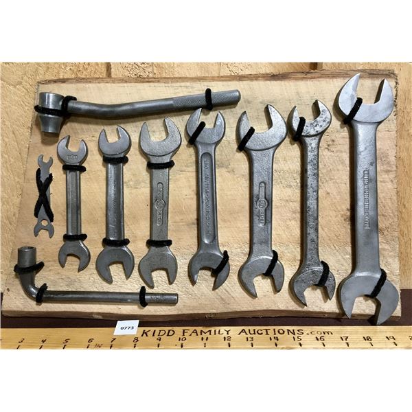 LOT OF 10 - ANTIQUE TOOLS ON DISPLAY BOARD