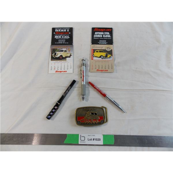 Snap-on Belt Buckle + 3 snap on pens + 97, 99 pocket calendars