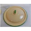 Image 2 : Green Rimmed enamel pot with lid - good condition