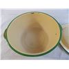 Image 3 : Green Rimmed enamel pot with lid - good condition