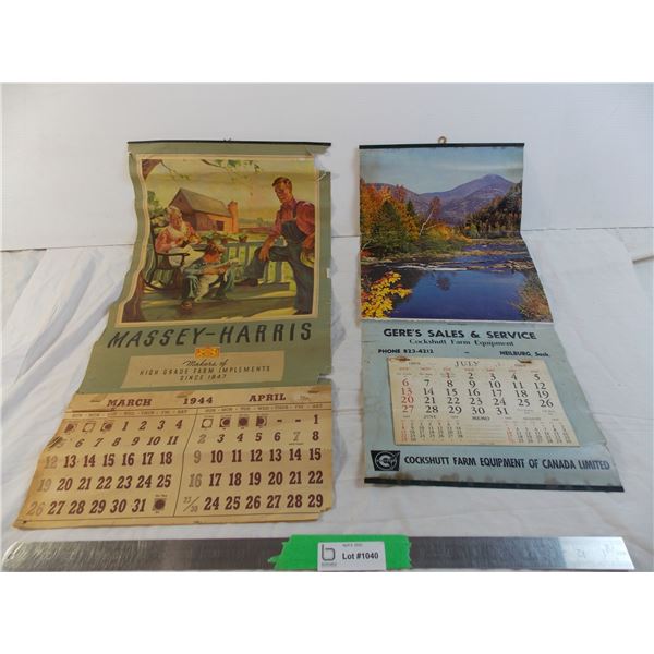 2X THE BID PRICE - MASSEY + COCKSHUTT calendars (missing months)