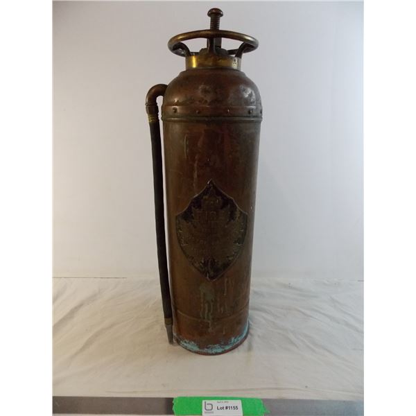 Copper + Brass antique fire extinguisher - 2 feet tall