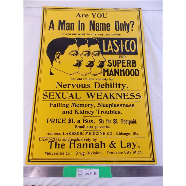 Las-i-co tablets tin advertisment sign - 23 X16 