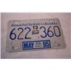 Image 2 : Montana 84,1992,BC 95 License Plates