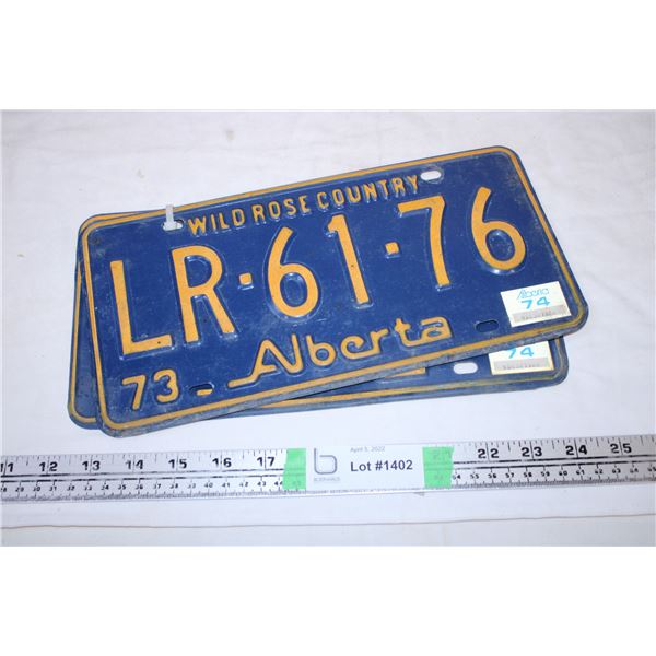 Wild Rose Country Alberta 1974 License Plates