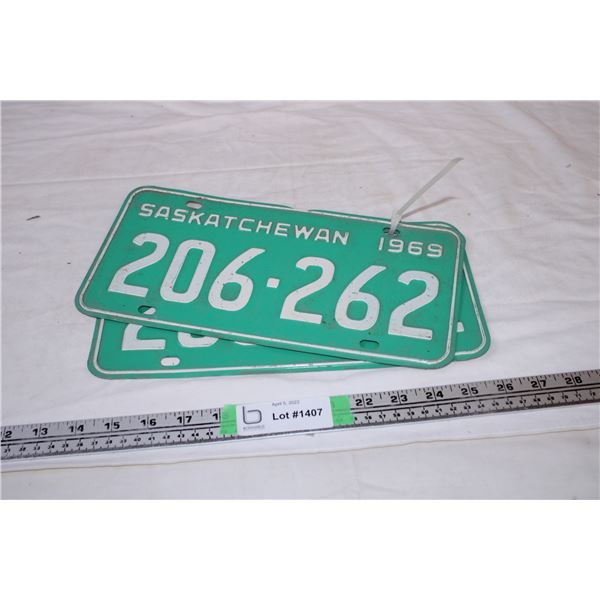 Saskatchewan 1969 License Plates
