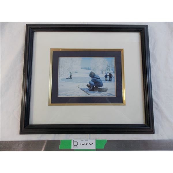 Framed picture of Kids skating 15 x 13  by M.G . Smith