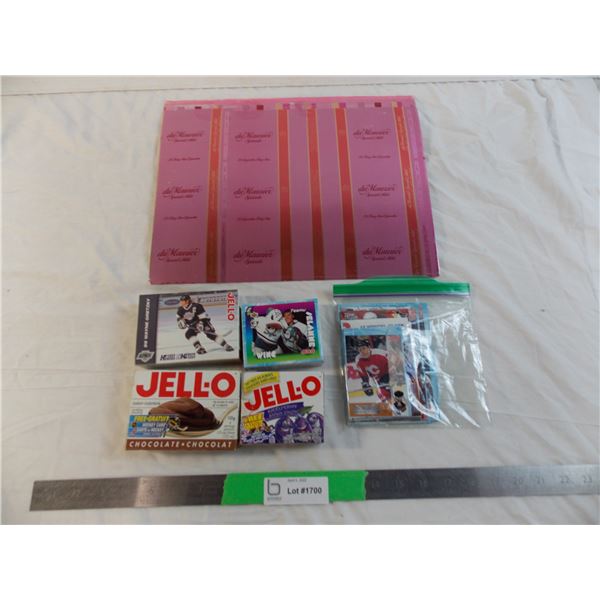 Gretzky Jello + other hockey boxes. Cigarette sheet