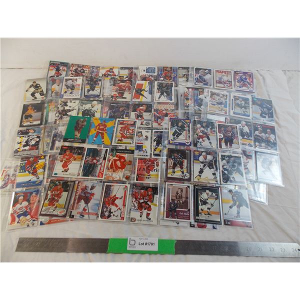 (19) Pages of Hockey cards - some goalies, variety of teams and players