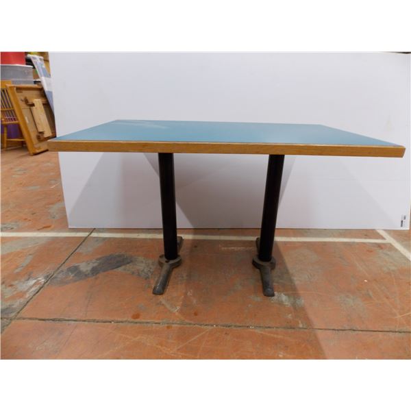 Green Topped Wood Table with Metal Legs - 30x48x30" Tall