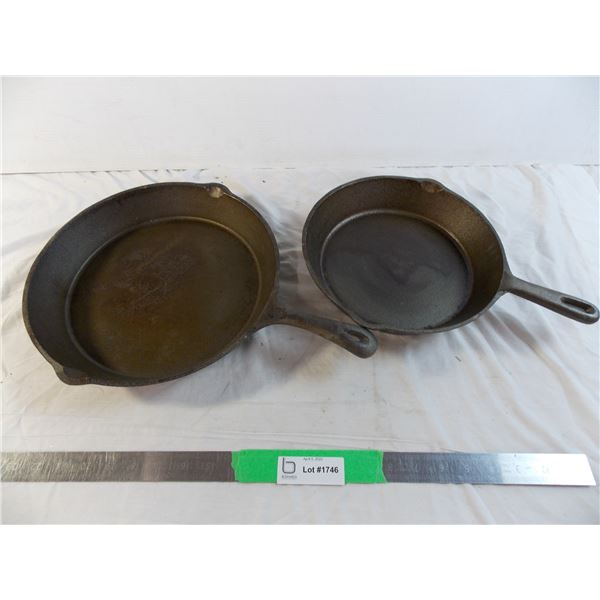 (2) Cast Iron Frying Pans - 10  + 8  cooking surface