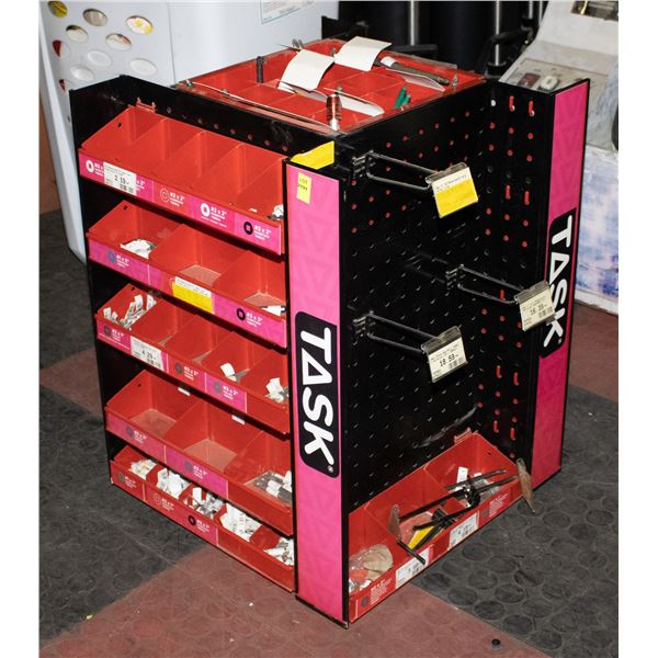 ROTATING HARDWARE DISPLAY RACK W/ ASSORTED