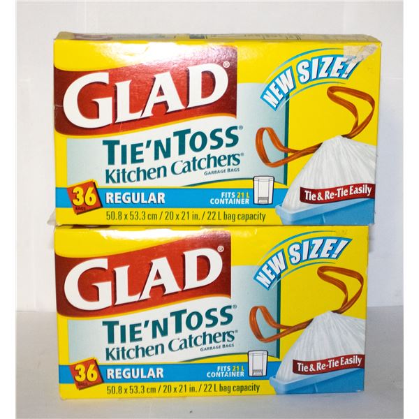 LOT OF 2 GLAD TIE 'N TOSS KITCHEN CATCHERS REGULAR