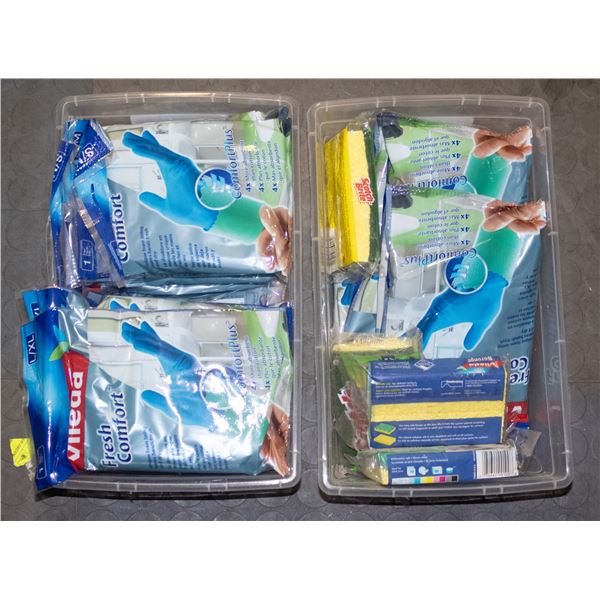 2 CONTAINERS OF CLEANING ACCESSORIES INCLUDUNG