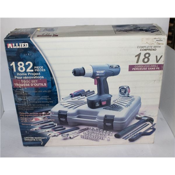 ALLIED 182 PIECE HOME PROJECT TOOL SET W/ 18V