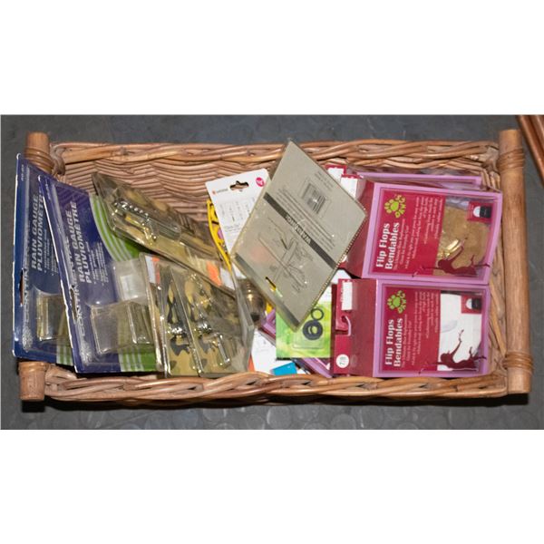 BASKET OF ASSORTED, INCLUDING RAIN GAUGES, ARMY