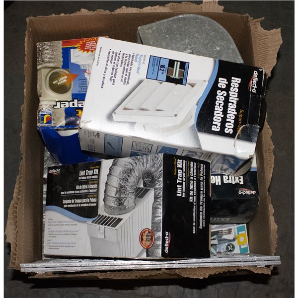 BOX LOT OF ASSORTED DRYER/VENT/LINT TRAP