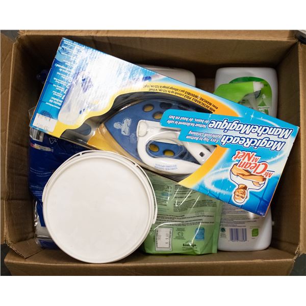 BOX OF ASSORTED CLEANING PRODUCTS