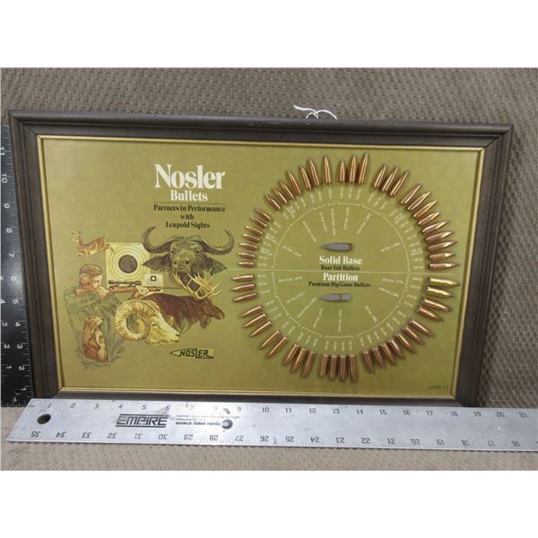 Vintage Nosler Bullet Board - .22 - .375 Cal. - 19" x 12 1/2"