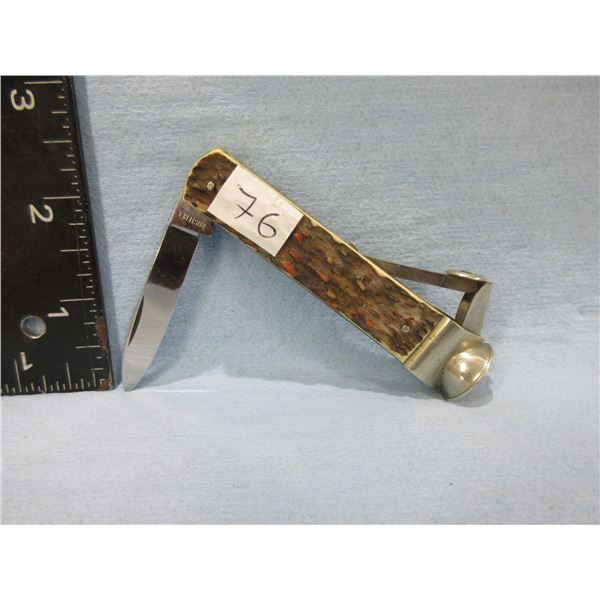 Rostfrei Pocket Knife with Stag Handle and Cigar Cutter