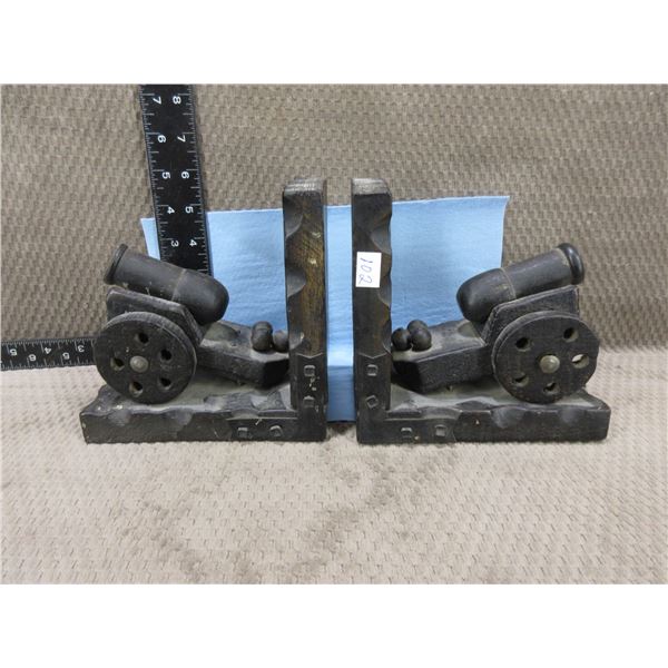 Wood Cannon Book Ends