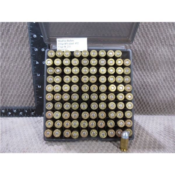 45 Auto 230gr RN Reloads by Missfire Bullets - Box of 100