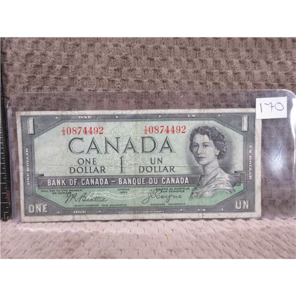 1954 Canadian 1 Dollar Bill With Devils Face
