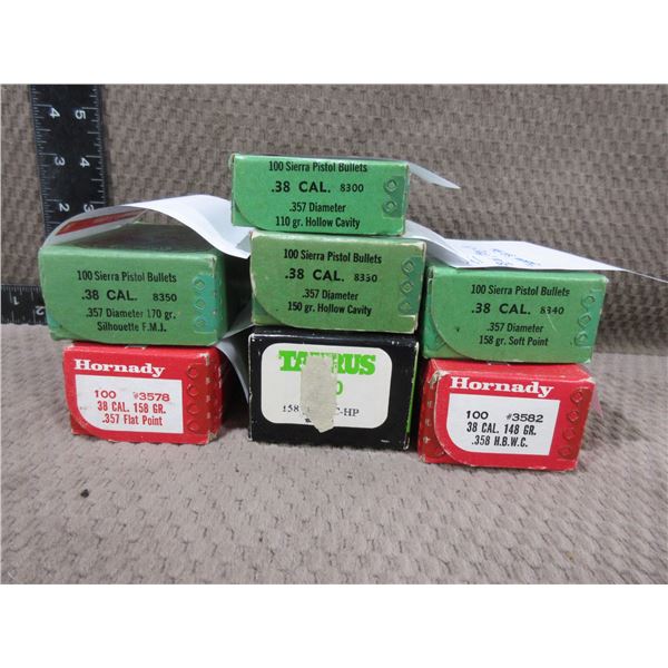 Various Part Boxes 38 Cal. Bullets