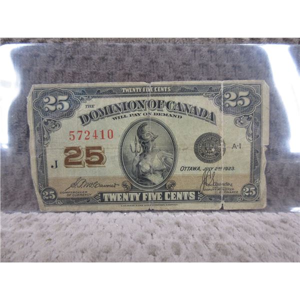 1923 Canadian 25 Cent Bill - Shinplaster