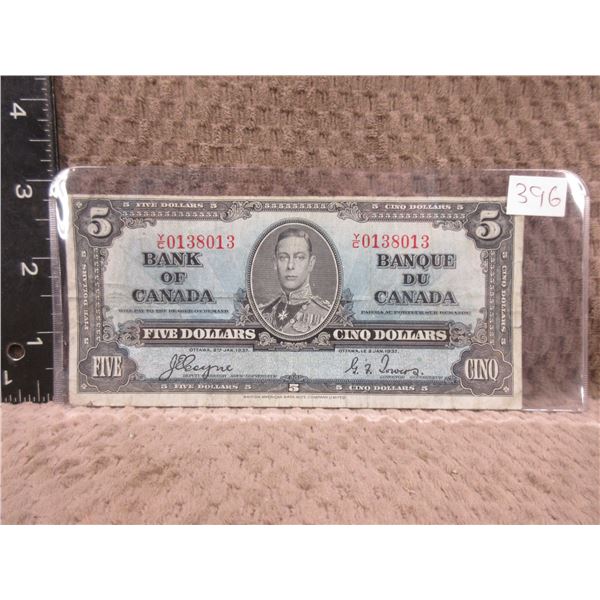 1937 Canadian 5 Dollar Bill