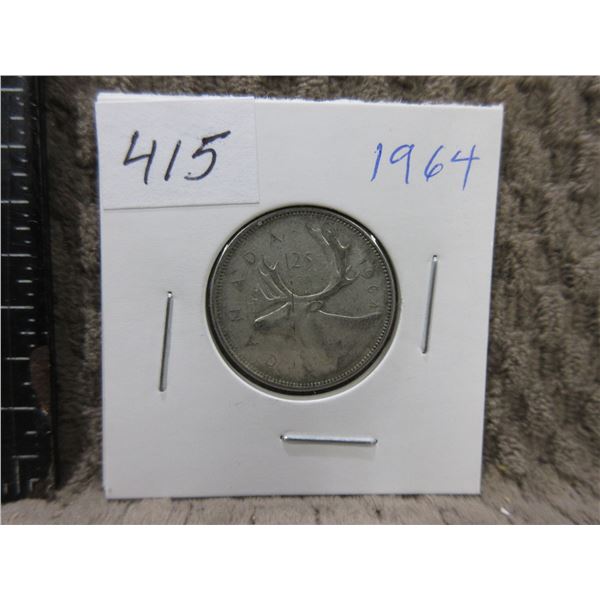 1964 Canadian 25 Cent Piece - 800 Silver