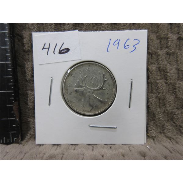 1963 Canadian 25 Cent Piece - 800 Silver