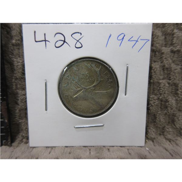 1947 Canadian 25 Cent Piece - 800 Silver