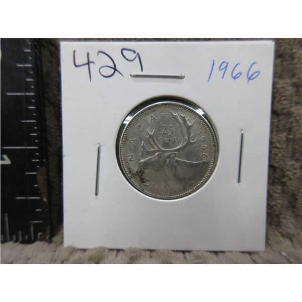 1966 Canadian 25 Cent Piece - 800 Silver