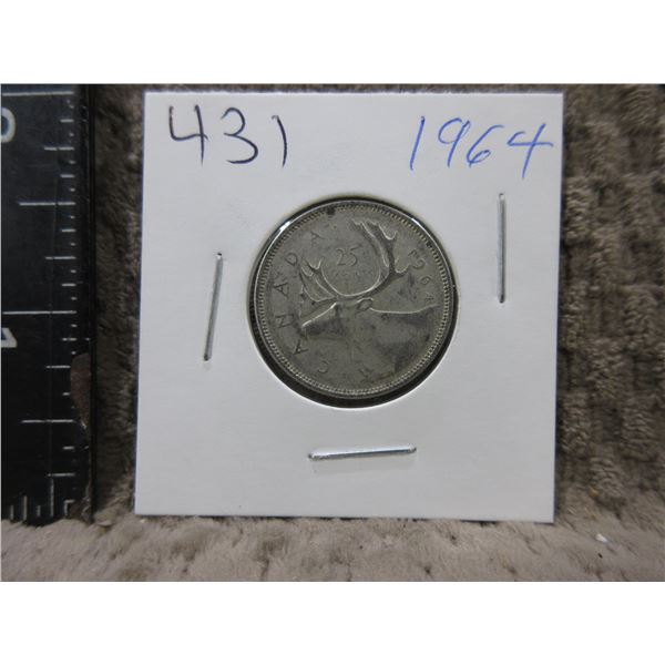 1964 Canadian 25 Cent Piece - 800 Silver