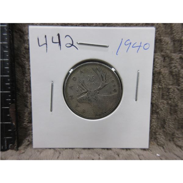 1940 Canadian 25 Cent Piece - 800 Silver