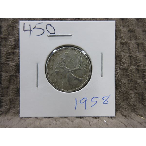 1958 Canadian 25 Cent Piece - 800 Silver