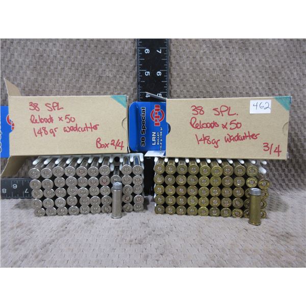 38 Special 148gr Wadcutter Reloads - 2 Box of 50