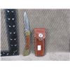 Image 1 : Pocket Knife - Locking - Wood & Brass Handle With Sheath
